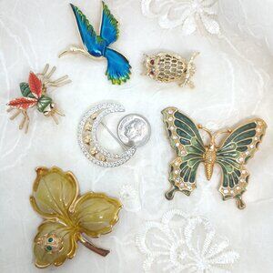 Lot Of 6 Brooches Vintage & Mod~ Monet, Gerry's x2 ,Beau Jewels 5 Signed